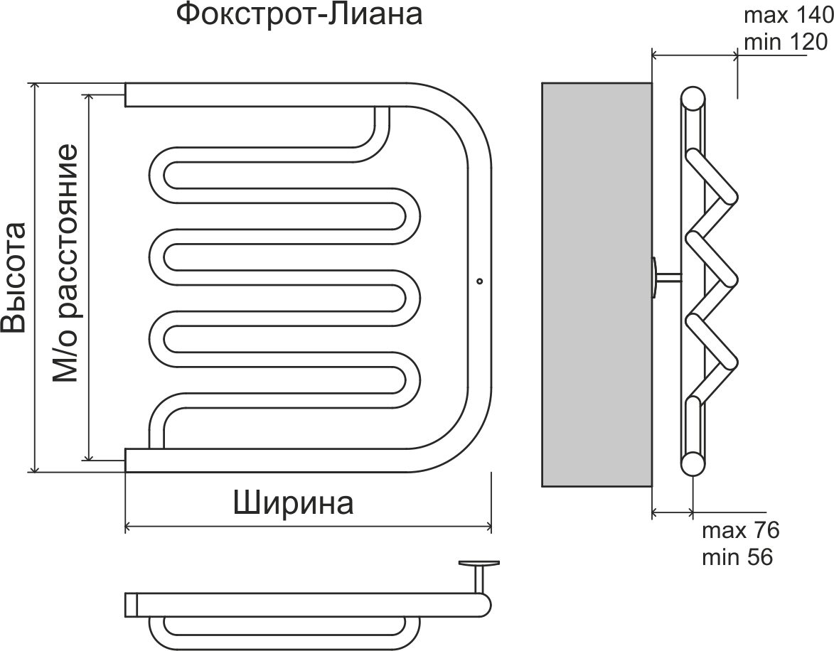 Фокстрот-Лиана AISI 500*500 полотенцесушитель