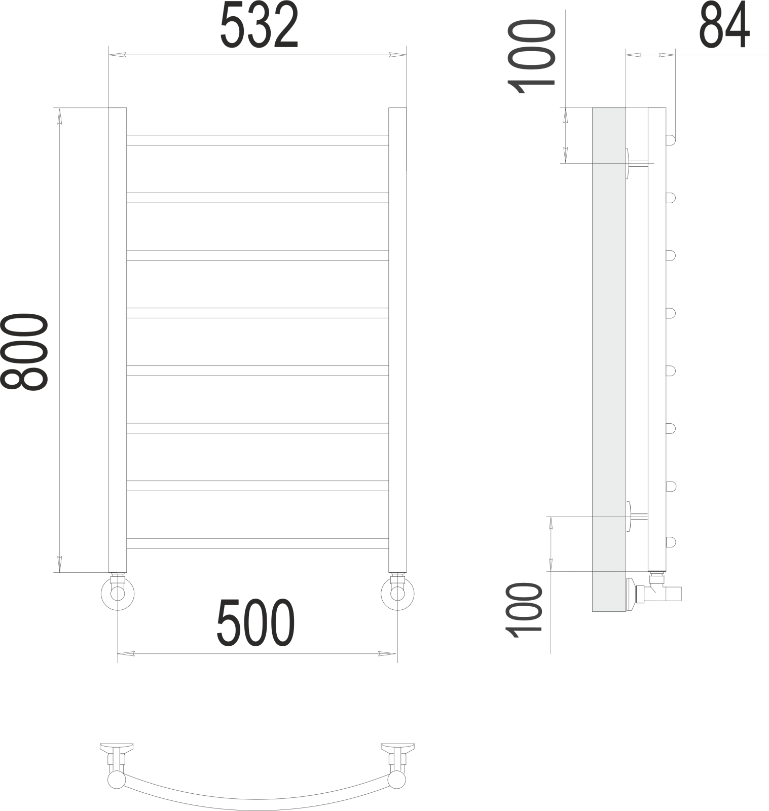 Классик П8 500/800 полотенцесушитель