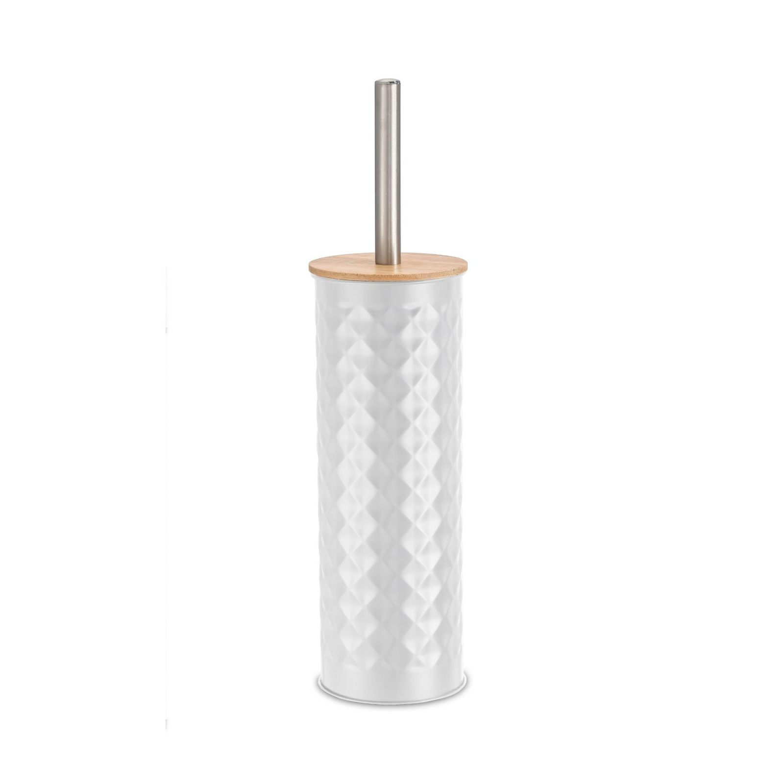 Ерш с бамбуковой крышкой  WHITE RHOMBUS белый/бамбук FOR-BRUSH-1099WB