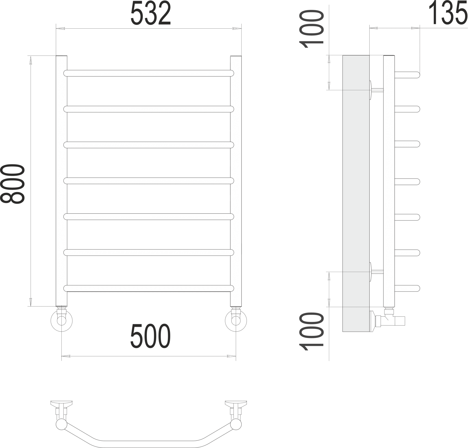 Виктория П8 500*800 полотенцесушитель