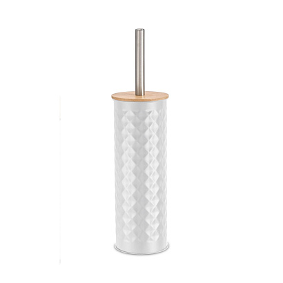 Ерш с бамбуковой крышкой  WHITE RHOMBUS белый/бамбук FOR-BRUSH-1099WB